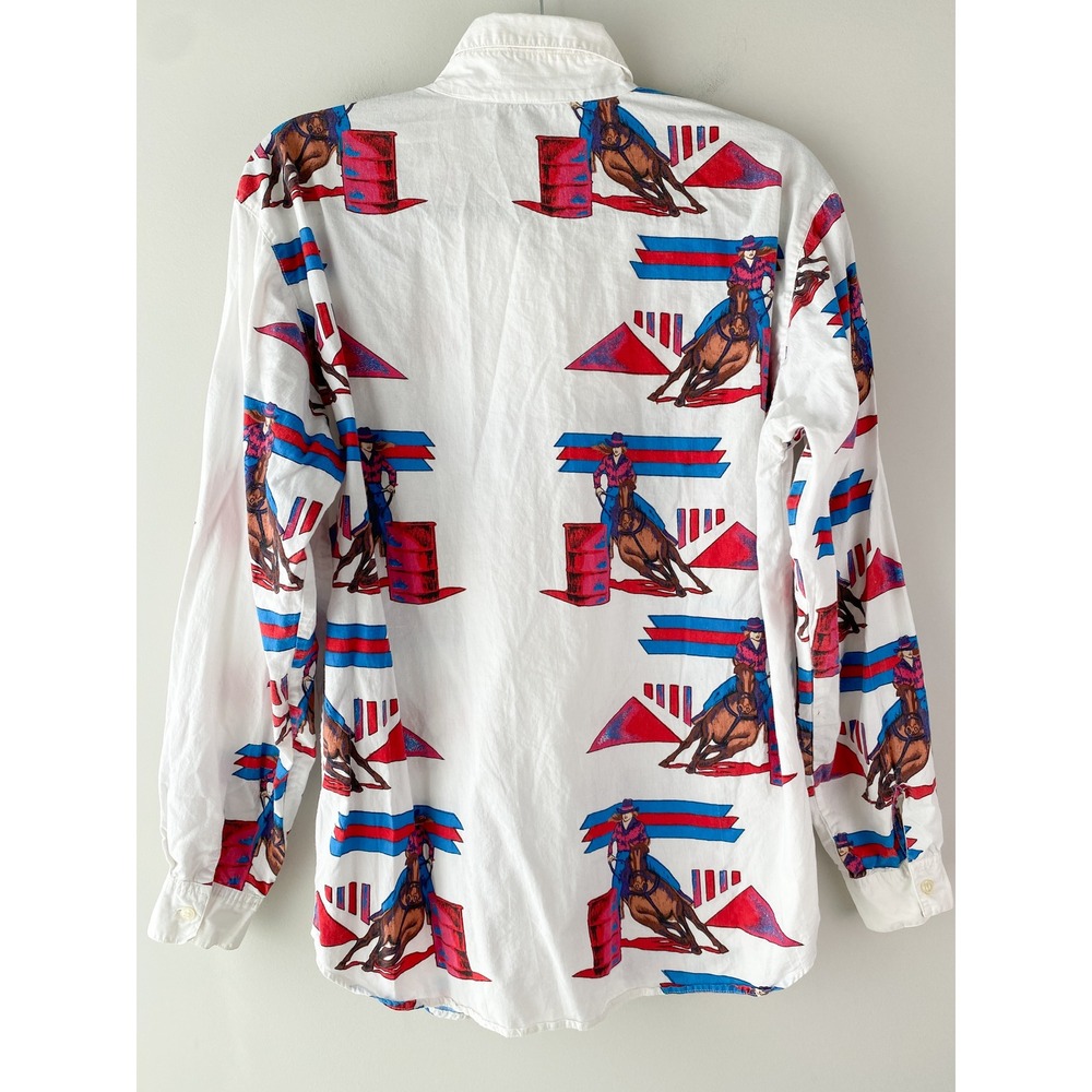 Vintage Adobe Rose Button Up Shirt M Barrel Racing Retro Cowgirl Rodeo Western - Picture 4 of 8